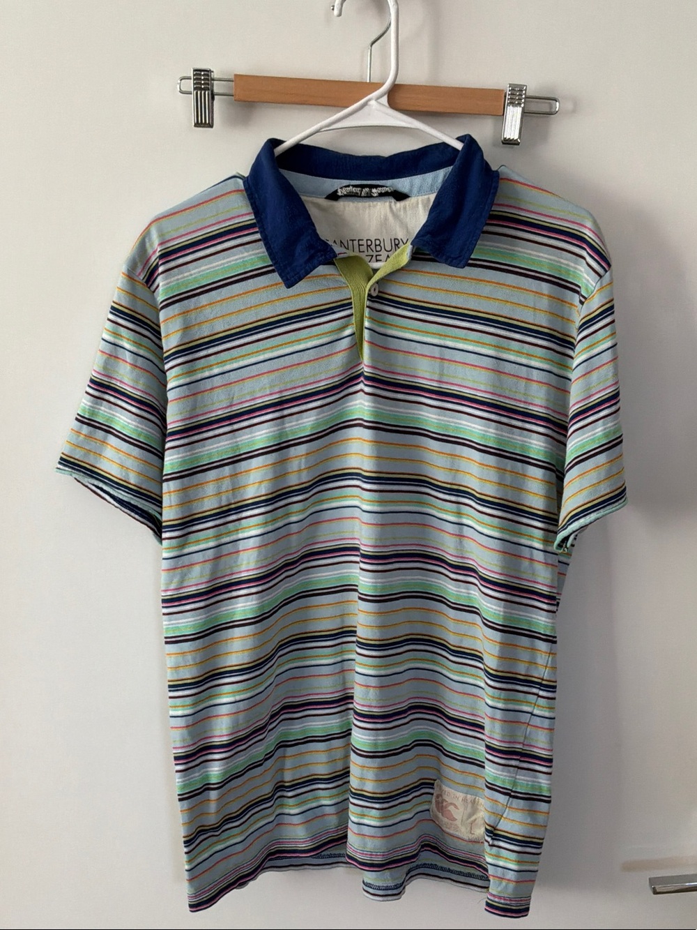 Canterbury Men’s Multicolor Striped Polo Shirt - Blue Collar